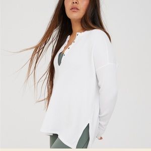 Aerie Offline Waffle White Long Sleeve